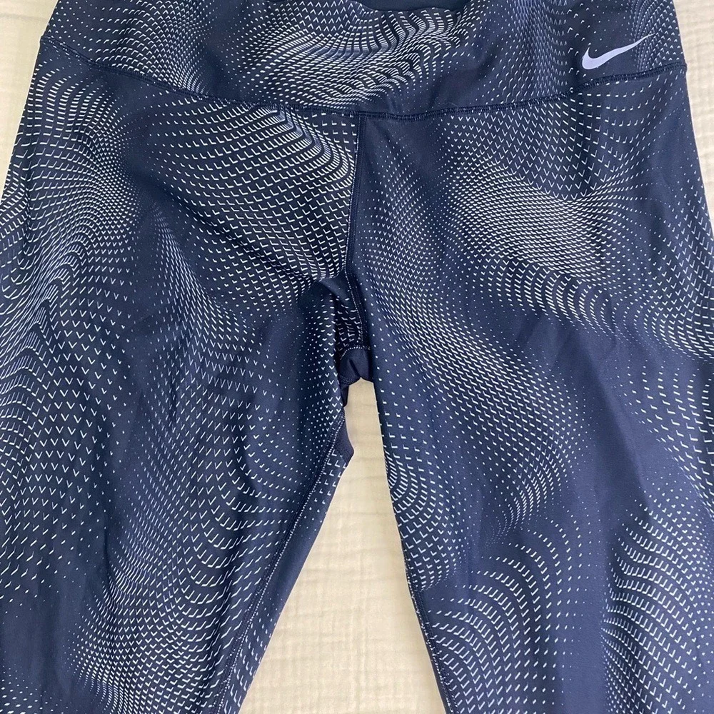 Nike Dri Fit Blue White Geometric‎ Wave Full Length Leggings Womens 1X